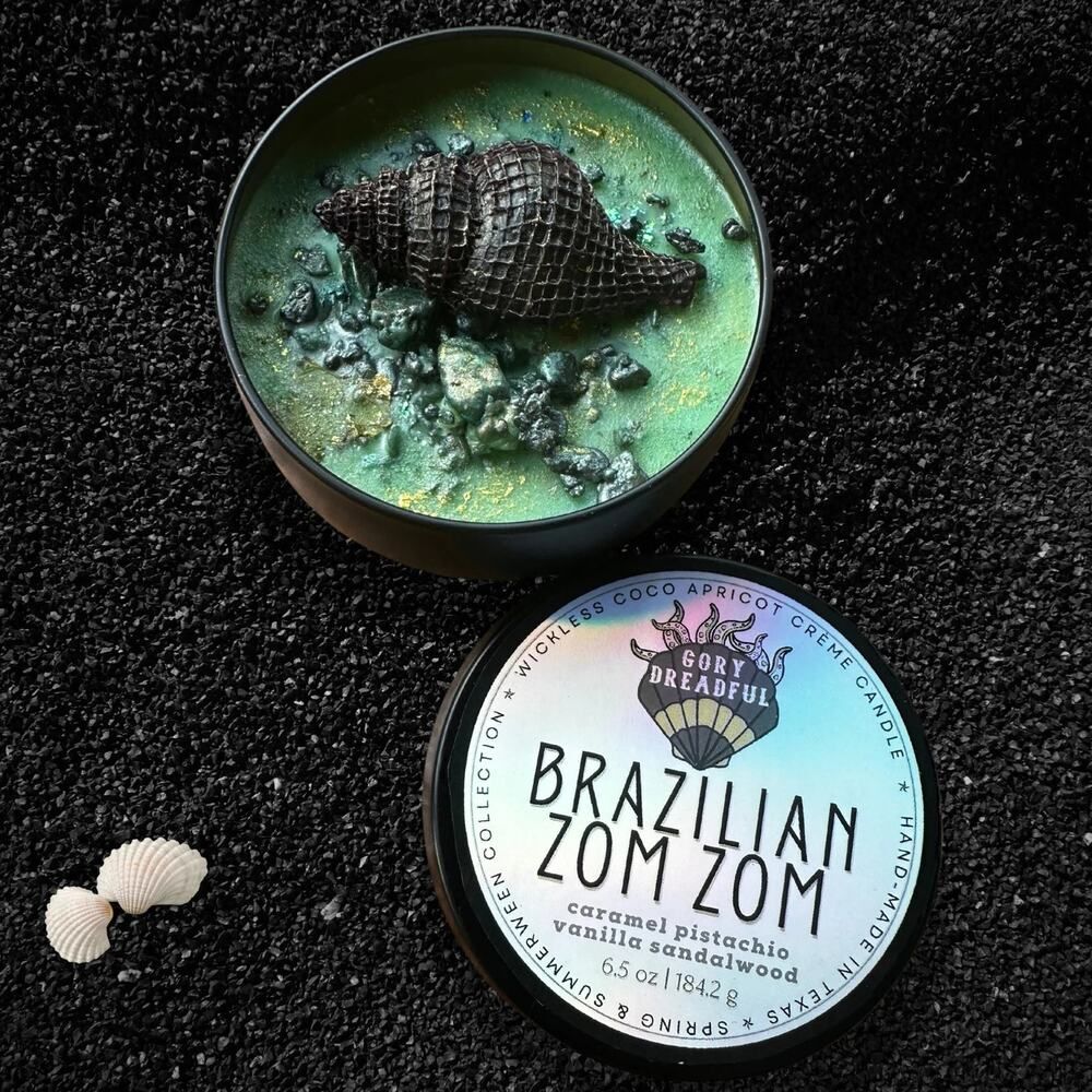 Brazilian Zom Zom Wickless Candle: Caramel Pistachio Vanilla Sandalwood Scent